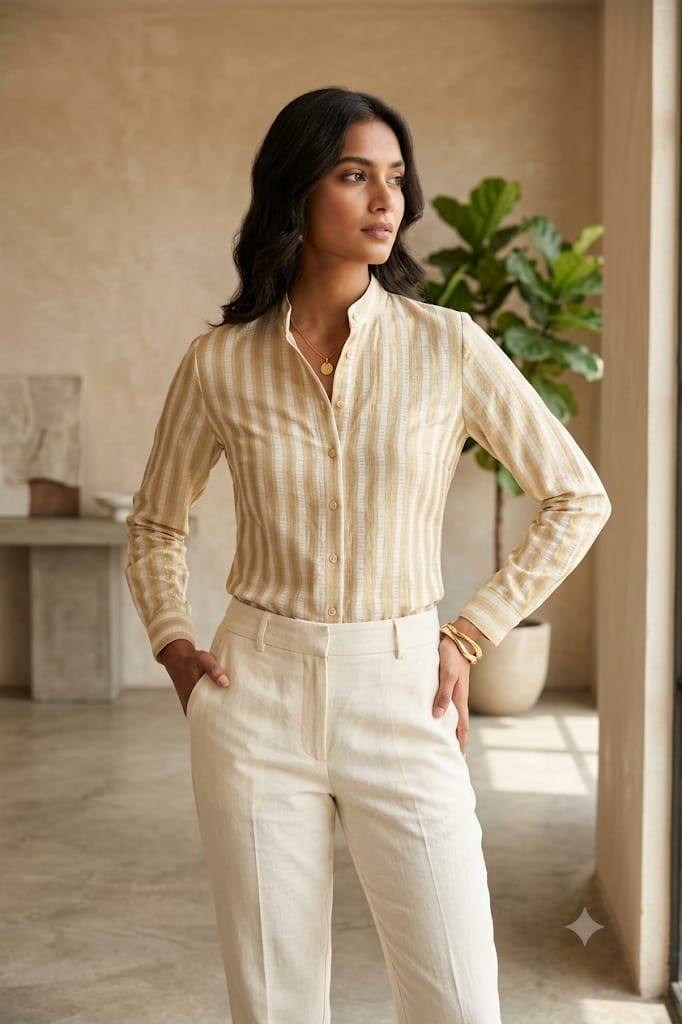N x P Columbia — greige fabric, 48% nylon, 52% polyester, woven by GK Weaves in Surat